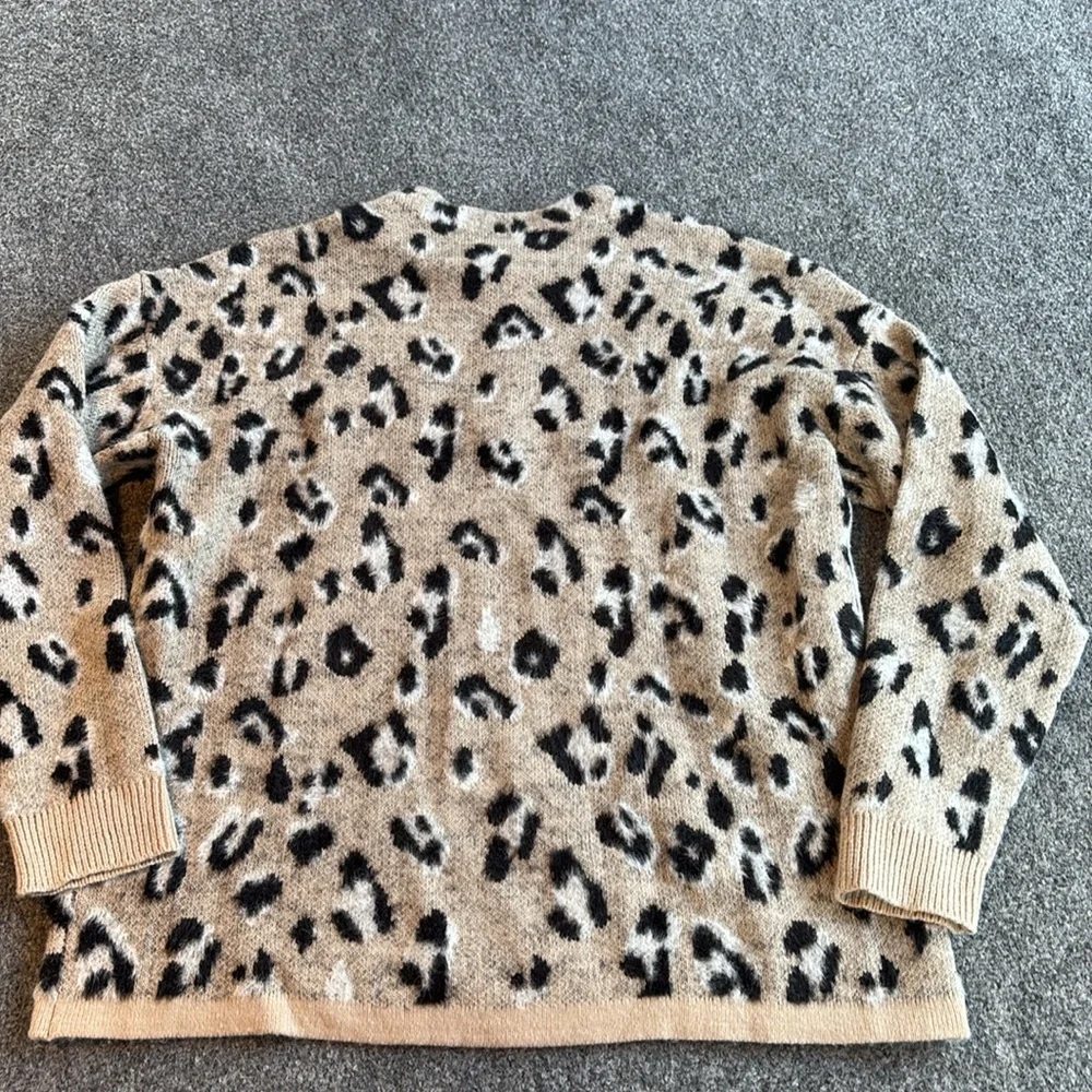 Women’s Tribal Leopard Print Sweater - Cream and Black - Size Large